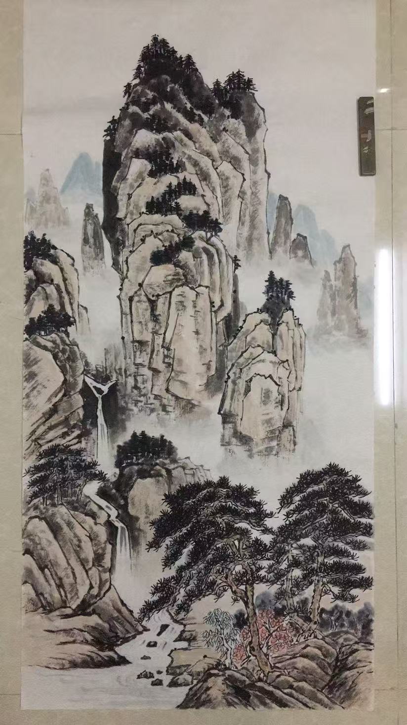 Lukisan hiasan latar belakang ruang tamu gaya Cina