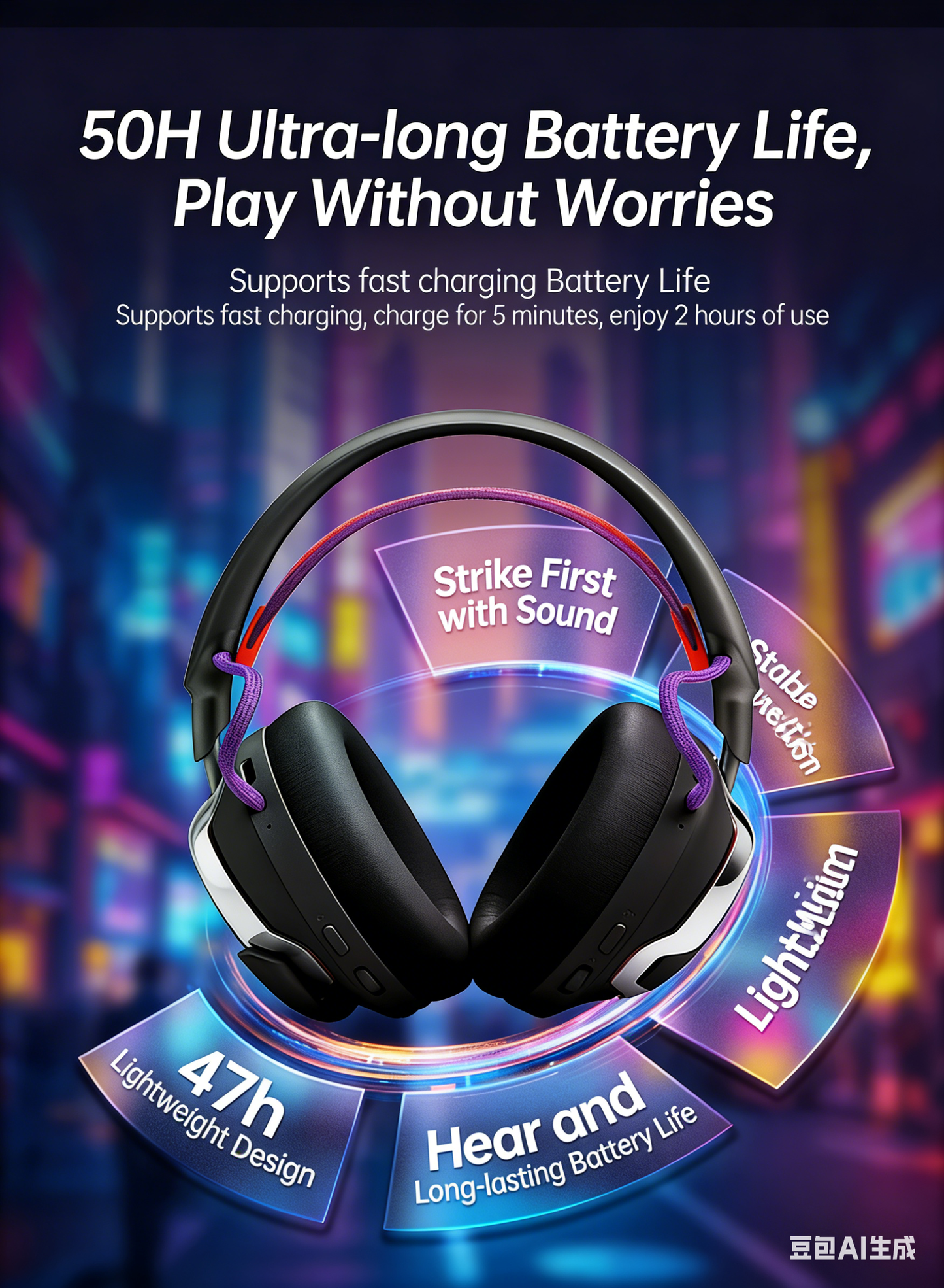 Head-mounted noise-cancelling wireless Bluetooth earphones