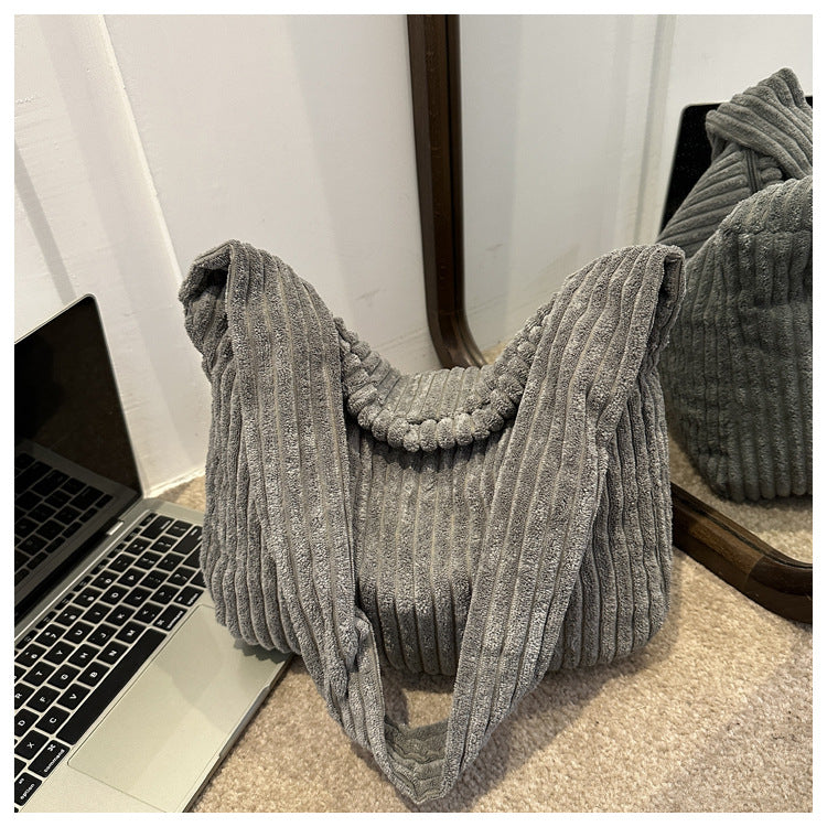 Casual Corduroy Womens Minimalist Shoulder Tote Bag