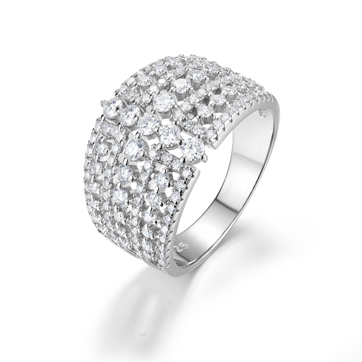 Cincin Jalur Lebar Berhias Penuh Untuk Lelaki Dan Wanita