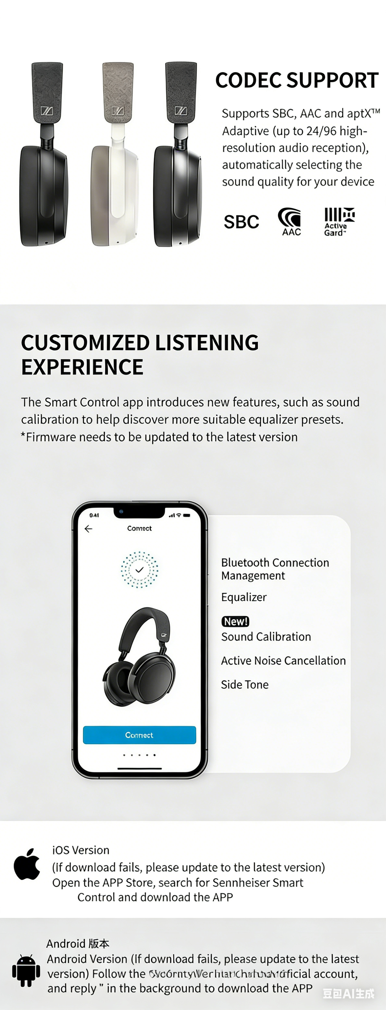 TOUR ONE M3 Wireless Bluetooth Noise-Cancelling Smart Headphones