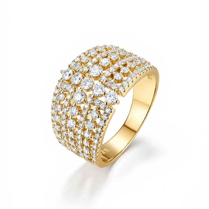 Cincin Jalur Lebar Berhias Penuh Untuk Lelaki Dan Wanita