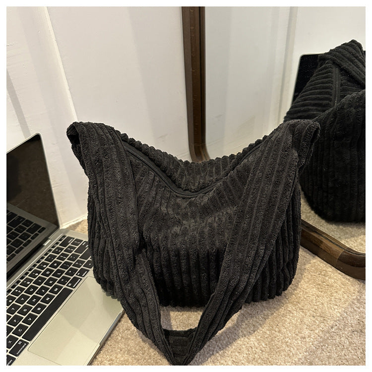 Casual Corduroy Womens Minimalist Shoulder Tote Bag