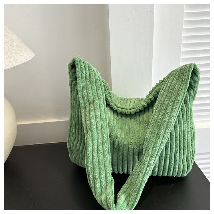 Casual Corduroy Womens Minimalist Shoulder Tote Bag